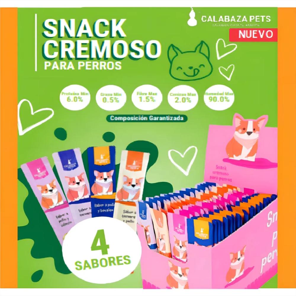Caja de snacks cremosos Calabaza Pets con cuatro sabores
